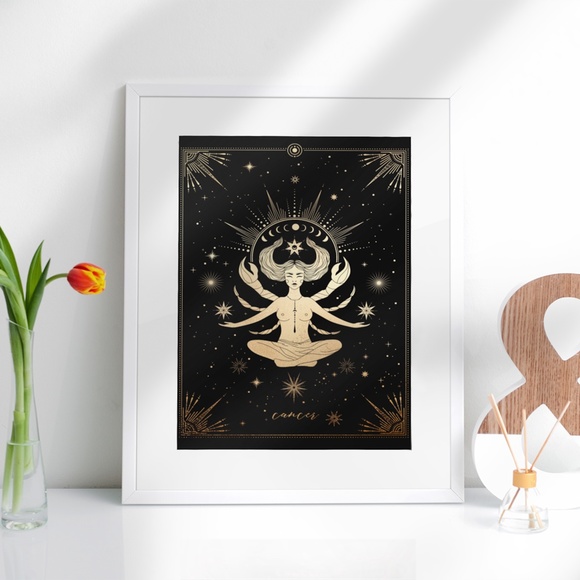 Cancer Wall Art Celestial Zodiac Horoscope Illustration Print Poster Unframed - Picture 6 of 17